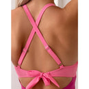 Crisscross Halter Swimsuit in Pink