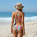Printed Cross Strap Bikini