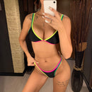 V-neck bikini with neon contrast