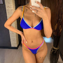 V-neck bikini with neon contrast