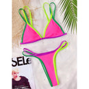 V-neck bikini with neon contrast