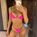 V-neck bikini with neon contrast