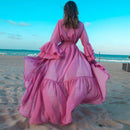 Beach cover-up with layered sleeves