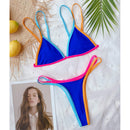 V-neck bikini with neon contrast
