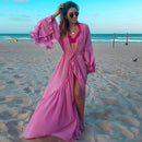 Beach cover-up with layered sleeves