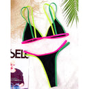 V-neck bikini with neon contrast