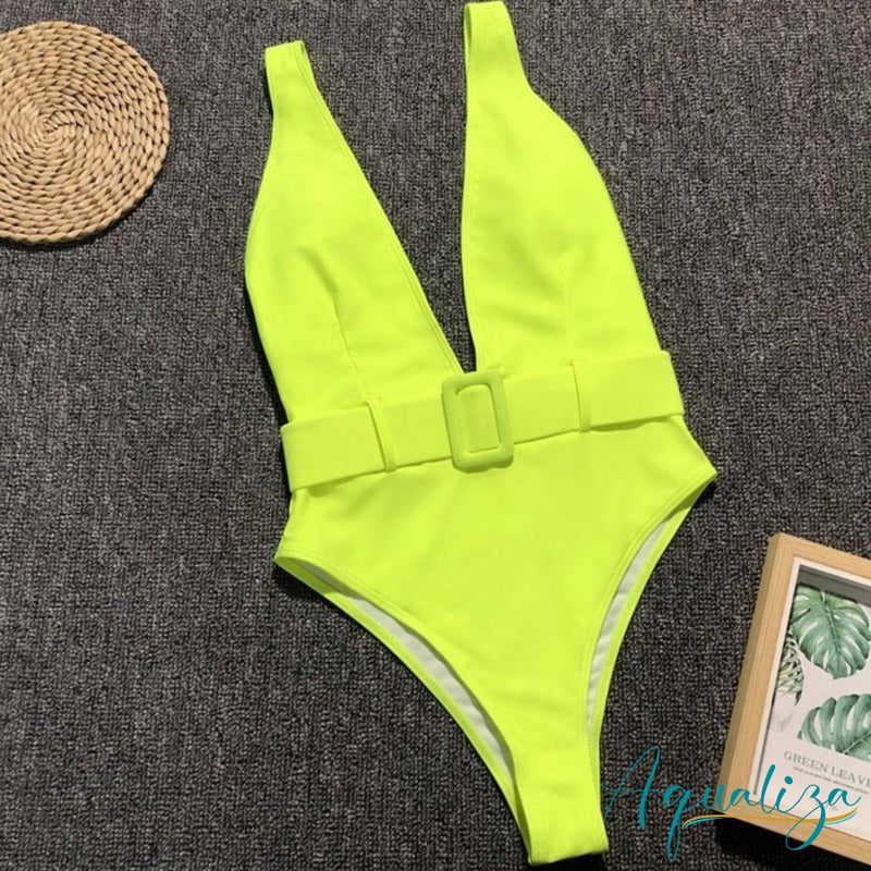 Maiô Deep V Verde Fluorescente / P 200000598